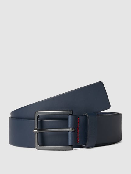 HUGO Leren riem, model 'Gionio' Marineblauw - 1