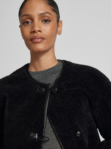 Jake*s Collection Teddyjack met knoopsluiting en steekzakken Zwart - 3
