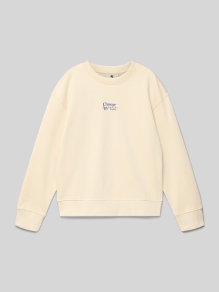 Garcia Bluza o kroju regular fit z nadrukiem z logo Écru 1