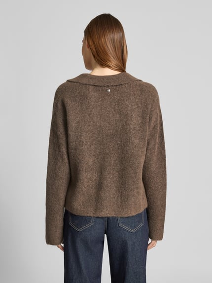 MOS MOSH Gebreide pullover van Mix van wol en alpaca Model 'Thora Aidy' Taupe - 5