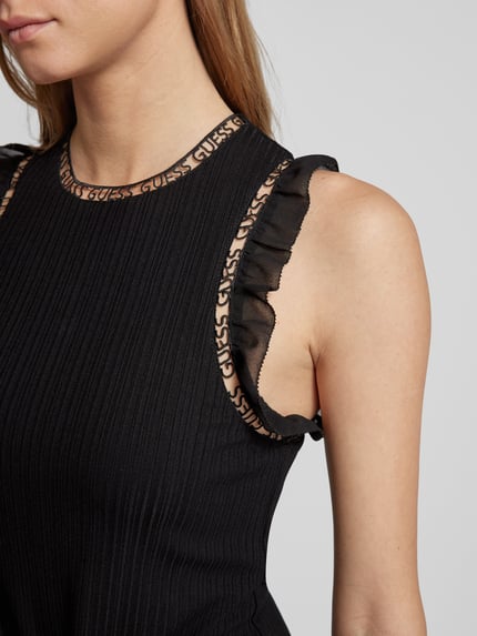 GUESS Knielange jurk met volants, model 'OLGA' Zwart - 3