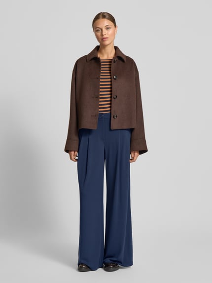Lauren Ralph Lauren Wide leg stoffen broek met hoge band, model 'CHABRELL' Marineblauw - 1