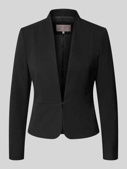 Produktfoto, Slim Fit Blazer mit Hakenverschluss von Christian Berg Woman Selection aus schwarzem Material-Mix mit Viskose-Anteil, taillierter Schnitt, V-Ausschnitt, Vorderansicht