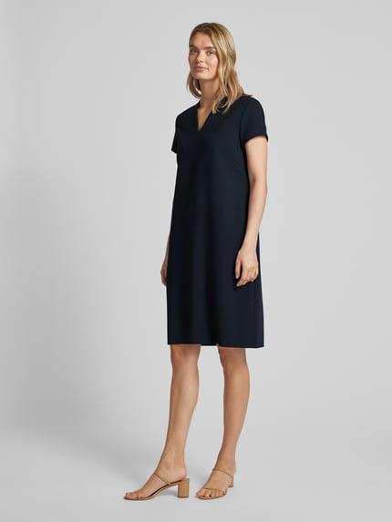 windsor. Knielange jurk met viscose en V-hals Marineblauw - 1