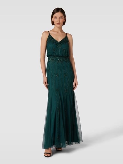 Lace & Beads Abendkleid mit Zierbesatz Dunkelgruen 4