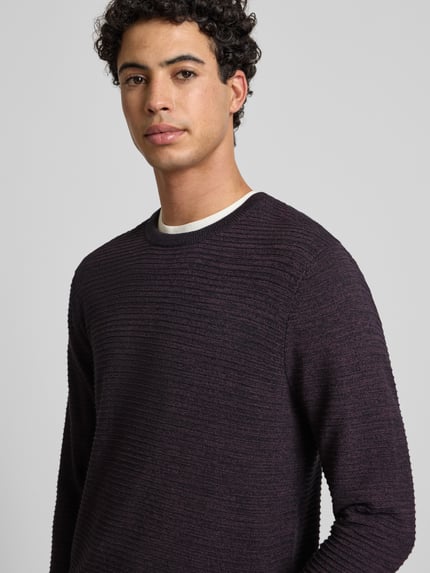 JACK & JONES Strickpullover mit Rundhalsausschnitt Modell 'OTTO' Bordeaux Melange 3