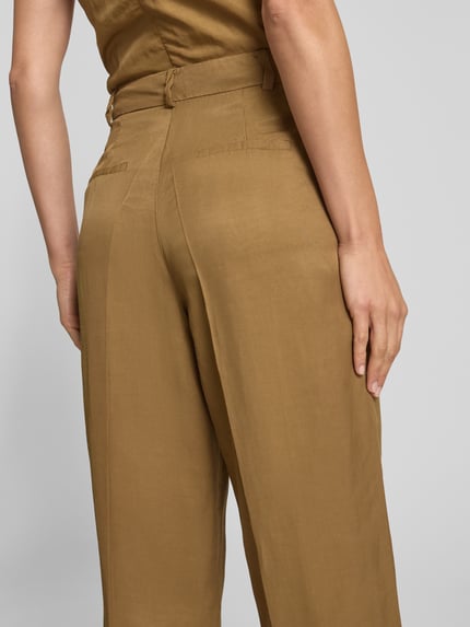 MANGO Loose Fit Stoffhose aus Viskose-Leinen-Mix Modell 'MOSKITO' Oliv 3