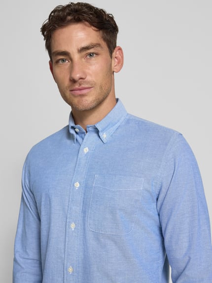 JACK & JONES Premium Freizeithemd mit Knopfleiste Hellblau Melange 3
