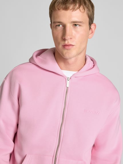 REVIEW Regular Fit Sweatjacke mit Logo-Applikation Rosa 3