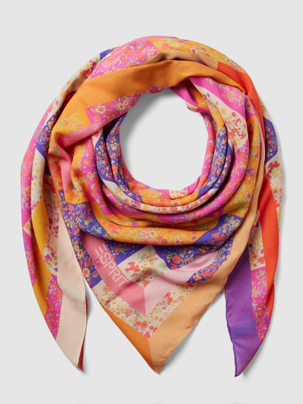 Esprit Sjaal met all-over motief, model 'FLORALSQUAR' Rosé - 1