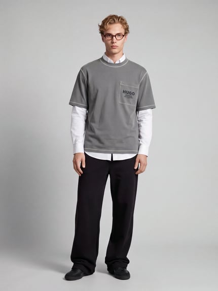 HUGO Blue T-Shirt mit Brusttasche BLACK 1