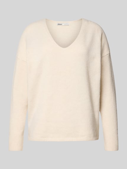 ONLY Regular Fit Pullover mit V-Ausschnitt Modell 'RICA LIFE' Ecru 2