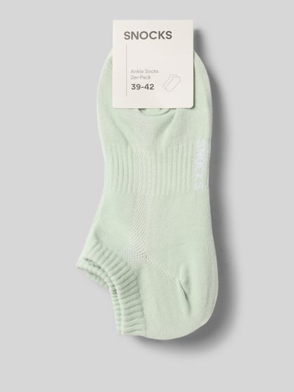 Produktfoto, Ankle Socks im 2er-Pack mit gerippten Bündchen von Snocks für Herren, mintgrün, Baumwoll-Mix mit Stretch-Anteil, texturierte Oberfläche.