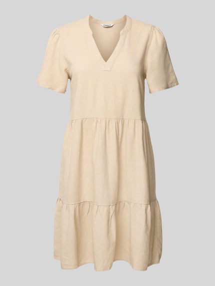 ONLY Comfort fit vrijetijdsjurk van mix van viscose en linnen, model 'TIRI-CARO' Beige - 2