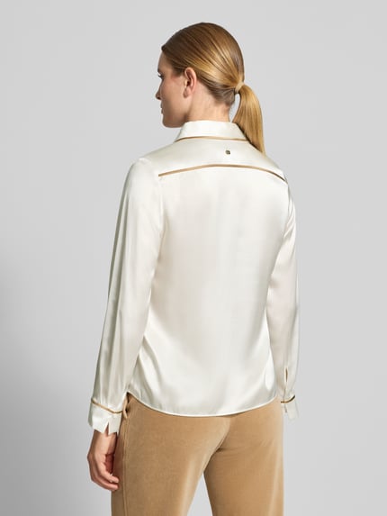 Marc Cain Regular fit zijden blouse met contrasterende strepen Offwhite - 5