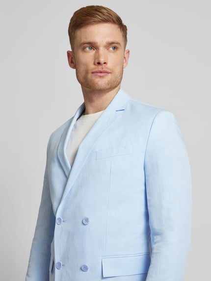 CK Calvin Klein Slim Fit Leinensakko im unifarbenen Design Hellblau 3
