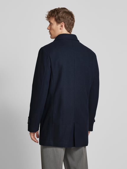 s.Oliver BLACK LABEL Regular fit lange jas in wollen look met blinde knoopsluiting Marineblauw - 5