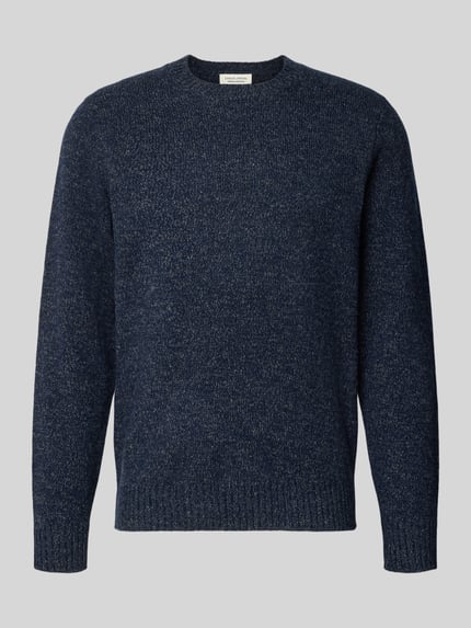 Produktfoto, Wollpullover aus Woll-Mix von Casual Friday in Dunkelblau mit Rundhalsausschnitt und gerippten Abschlüssen, lockere Passform