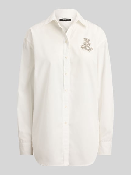 Lauren Ralph Lauren Oversized Hemdbluse aus reiner Baumwolle Weiss 2