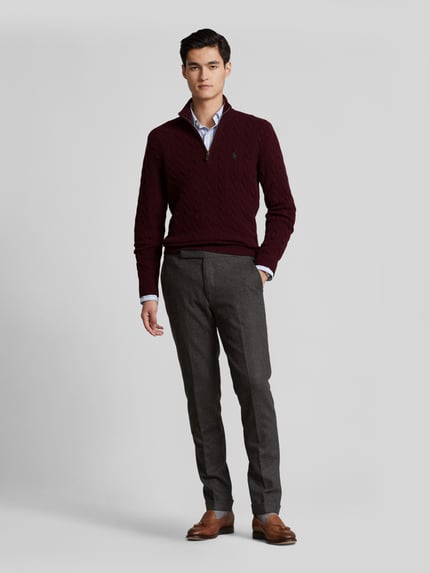 Polo Ralph Lauren Regular Fit Troyer aus Woll-Kaschmir-Mix Bordeaux 1