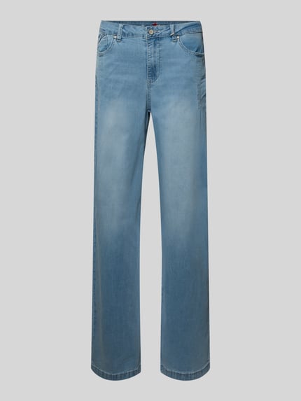 Produktfoto, Wide Fit Jeans mit Lyocell-Viskose-Anteil von Buena Vista z bawełnianą mieszanką, 5 kieszeni, zapięcie na guzik i zamek, szerokość w rozmiarze S: 40 cm, długość nogawki od wewnątrz w rozmiarze S: 81 cm, jasnoniebieski, gładka tekstura
