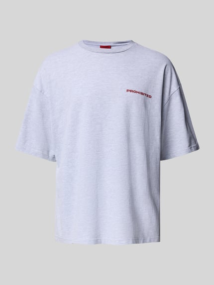 PROHIBITED Relaxed fit T-shirt met extra brede schouders Lichtgrijs gemêleerd - 2