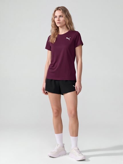 PUMA Performance T-Shirt mit Label-Stitching und Rundhalsausschnitt Bordeaux 1