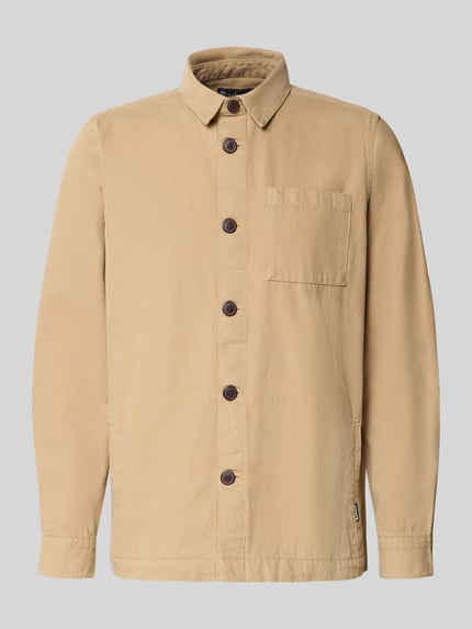 Produktfoto, Regular Fit Hemdjacke aus reiner Baumwolle von Barbour, efekt: jednolity kolor, wykładany kołnierz, listwa guzikowa, długi rękaw z mankietem, brustasza, boczne wpuszczane kieszenie, bawełna