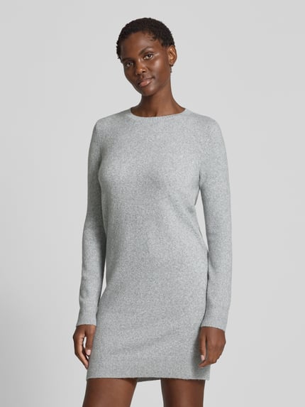 VERO MODA Figurumspielendes Strickkleid mit Rundhalsausschnitt Modell 'DOFFY' Hellgrau 4