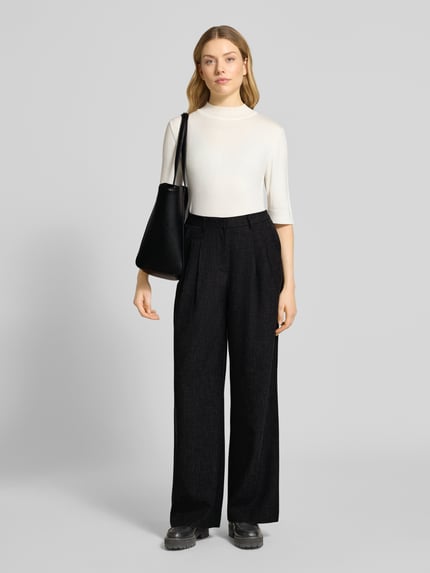 VERO MODA Wide Leg Hose mit Gürtelschlaufen Modell 'BESTIE' Anthrazit Melange 1