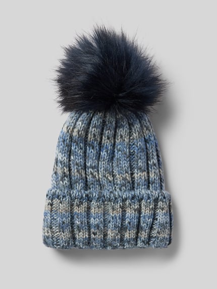 Kurt Beines Gebreide muts met wol en pompon Blauw - 1