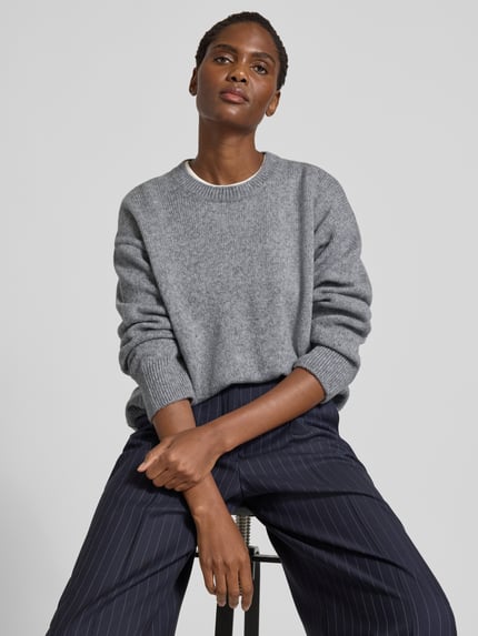 Marc O'Polo Loose Fit Strickpullover aus Schurwoll-Mix Mittelgrau 3