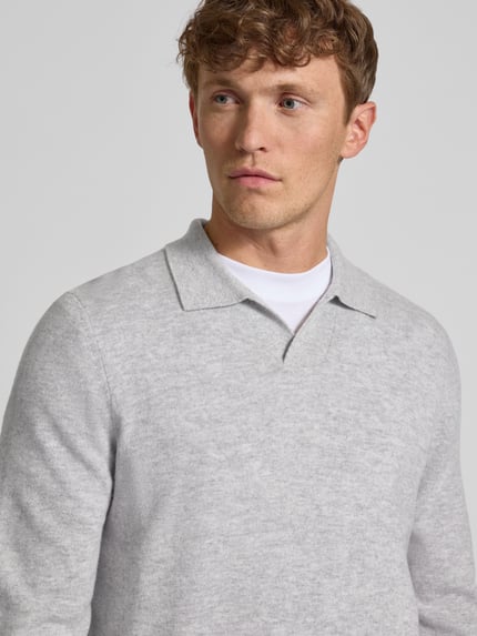 Christian Berg Men Gebreide pullover van mix van wol en kasjmier Lichtgrijs gemêleerd - 3