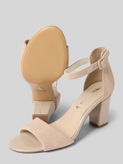 Tamaris Sandalette aus Leder mit Blockabsatz Hellgrau 4