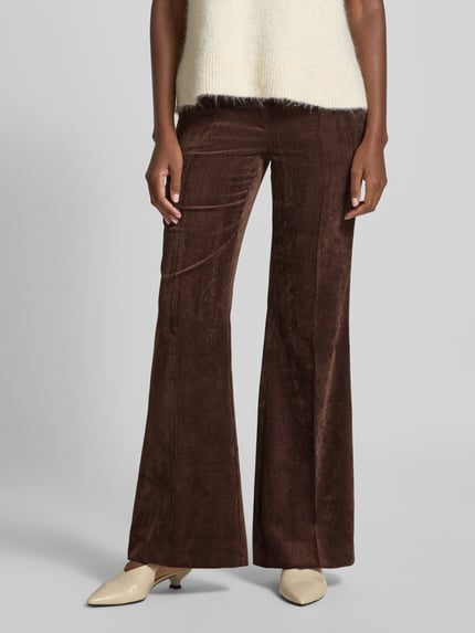 Luisa Cerano Wide Leg Hose mit Strukturmuster Dunkelbraun 4