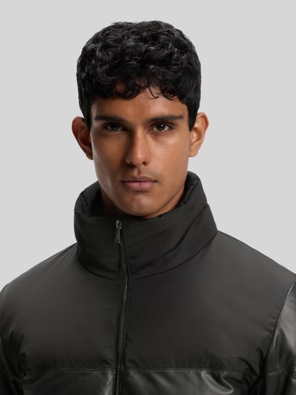 BOSS Lederjacke aus Lammfellnappa mit Stehkragen Black 5