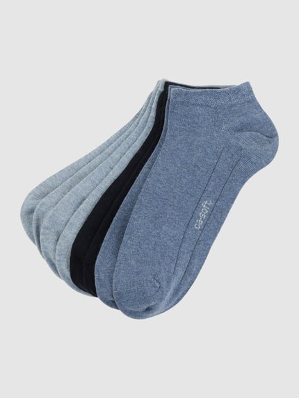 camano Sneakersokken met ribboordjes in een set van 7 paar, model 'Soft' Jeansblauw - 1