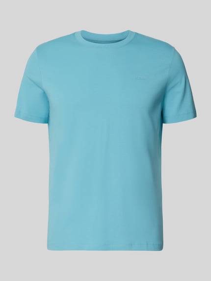 Produktfoto, Regular Fit T-Shirt aus reiner Baumwolle von s.Oliver RED LABEL in Optik: Unifarben, Label-Print, Rundhals, Kurzarm, Materialverarbeitung: Jersey