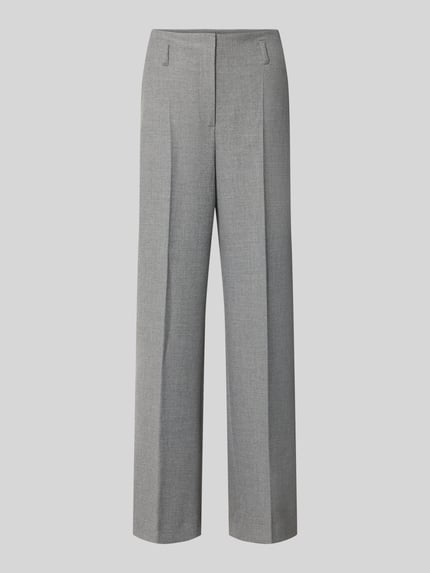 Produktfoto, graue Regular Fit Weite Hose mit Viskose-Woll-Anteil Modell 'ENIE' von SEDUCTIVE, Damen Weite Hose von SEDUCTIVE, schlichte Struktur