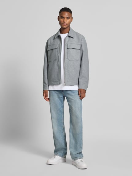 JACK & JONES Premium Overhemdjack met borstzakken, model 'RUSSEL' Lichtgrijs gemêleerd - 1