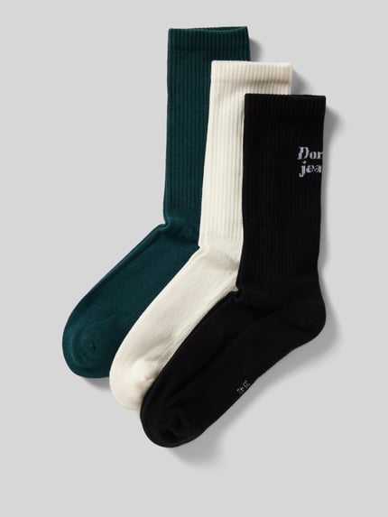 REVIEW Socken mit Label-Print im 3er-Pack Dunkelgruen 1