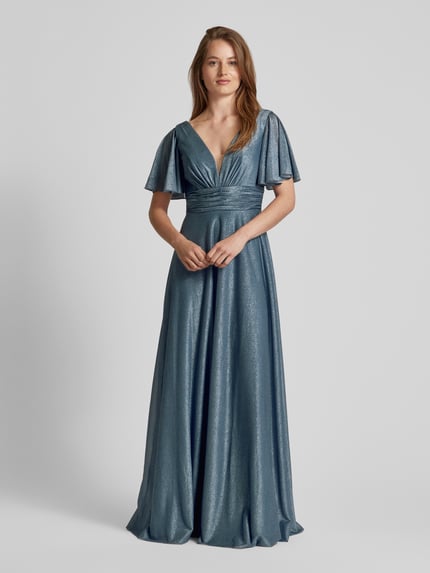 LUXUAR FASHION Abendkleid in schimmerndem Design Rauchblau 4