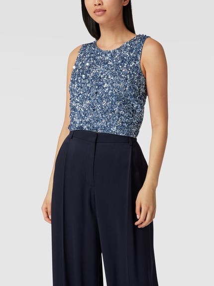 Lace & Beads Kort top met pailletten Bleu - 4