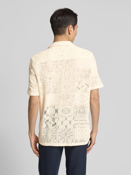 Les Deux Regular Fit Freizeithemd mit Lochstickerei Modell 'Hector' Offwhite 5