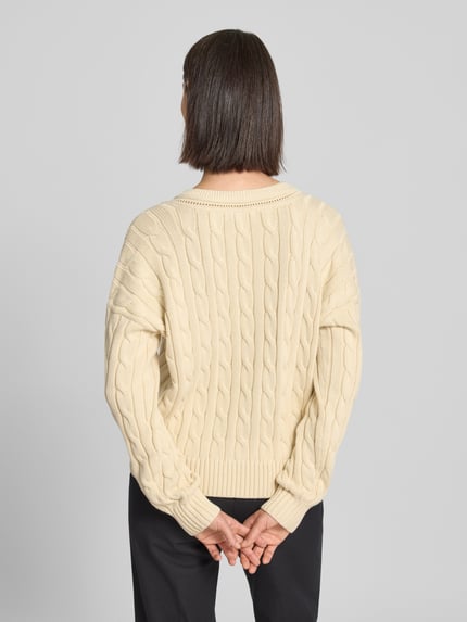 Lauren Ralph Lauren Strickpullover mit V-Ausschnitt Modell 'TEDURPH' Beige 5