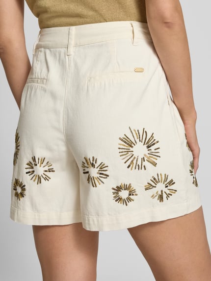 Scotch & Soda Wide leg korte broek met siersteentjes en pailletten Ecru - 3