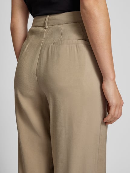 LeGer Wide leg stoffen broek met bandplooien model 'Draco' Beige - 3