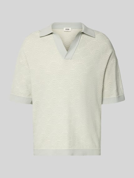Produktfoto, Relaxed Fit Poloshirt mit V-Ausschnitt Modell 'LAURENZZO' von Drykorn im Allover-Look aus Baumwoll-Mix, Herren