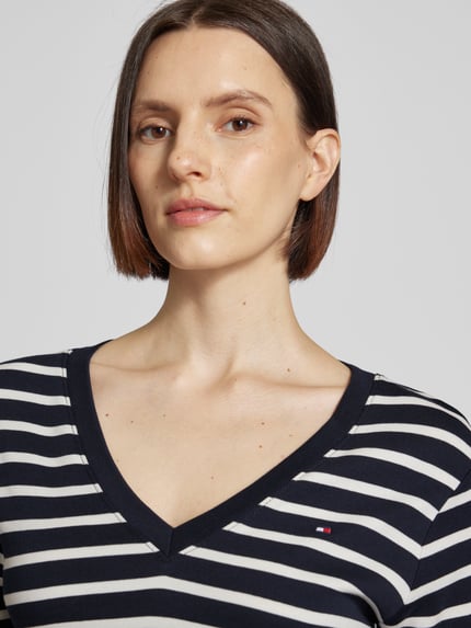 Tommy Hilfiger Slim fit T-shirt met logostitching, model 'CODY' Marineblauw - 3