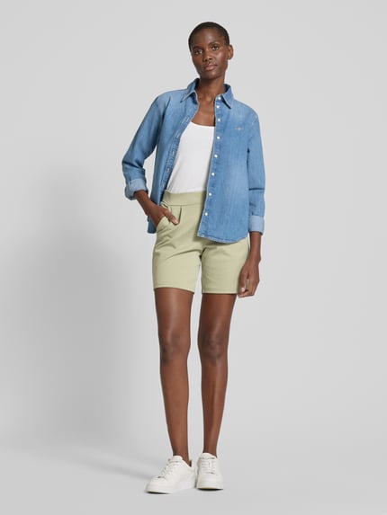 ICHI Regular Fit Shorts mit Bundfalten Modell 'Kate' Schilf 1
